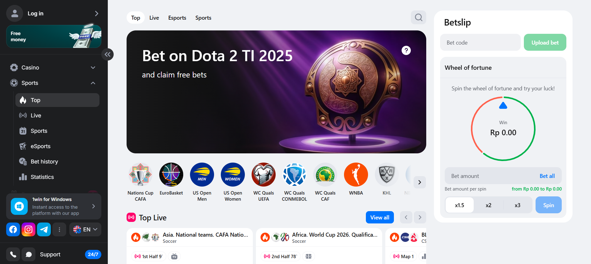 Play and bet on esports at 1win Indonesia platform
