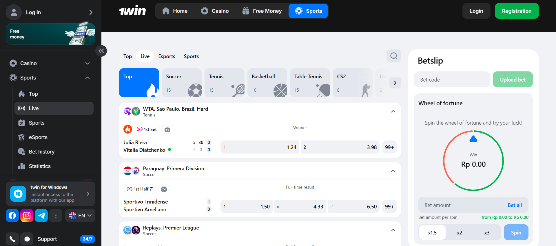 Online betting markets available at 1win Indonesia